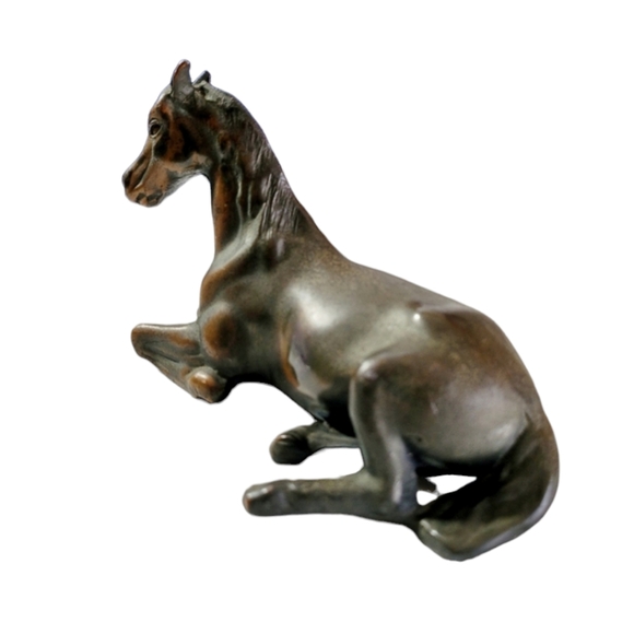 Vintage Bronze Resting Horse Sculture, Equine Figurine 5"L x 3"H - Picture 8 of 11